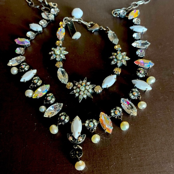 Mariana Silver and Ivory Gemstone Exquisite. Necklace and Bracelet with Pearls. - Picture 2 of 4